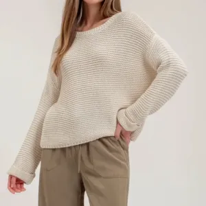 Blu Pepper Sweater CHUNKY KNIT LONG CUFF SLEEVE PULLOVER SWEATER size large