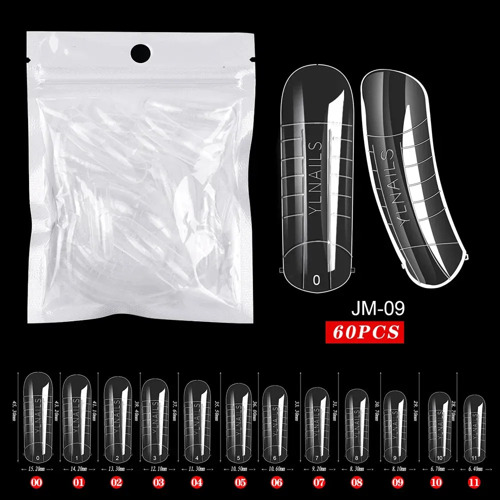 BodiModi AgeDefy™️ Poly Extension Gel Nails - Clear Ballerina Tips for Mature Hands (60pcs)