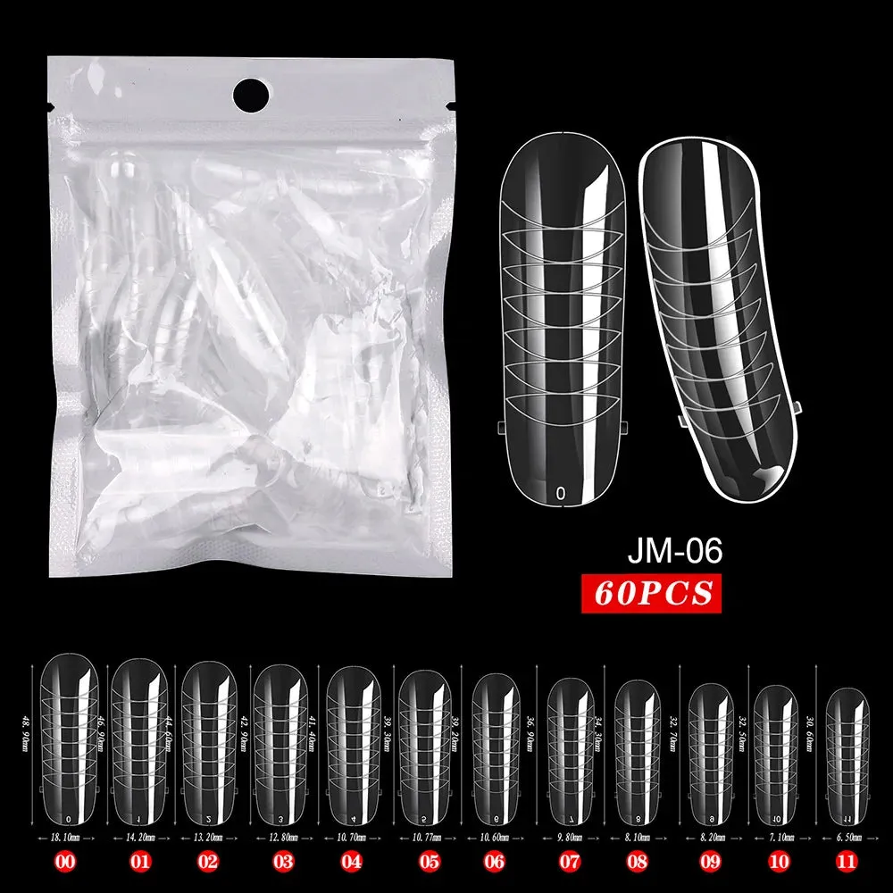 BodiModi AgeDefy™️ Poly Extension Gel Nails - Clear Ballerina Tips for Mature Hands (60pcs)