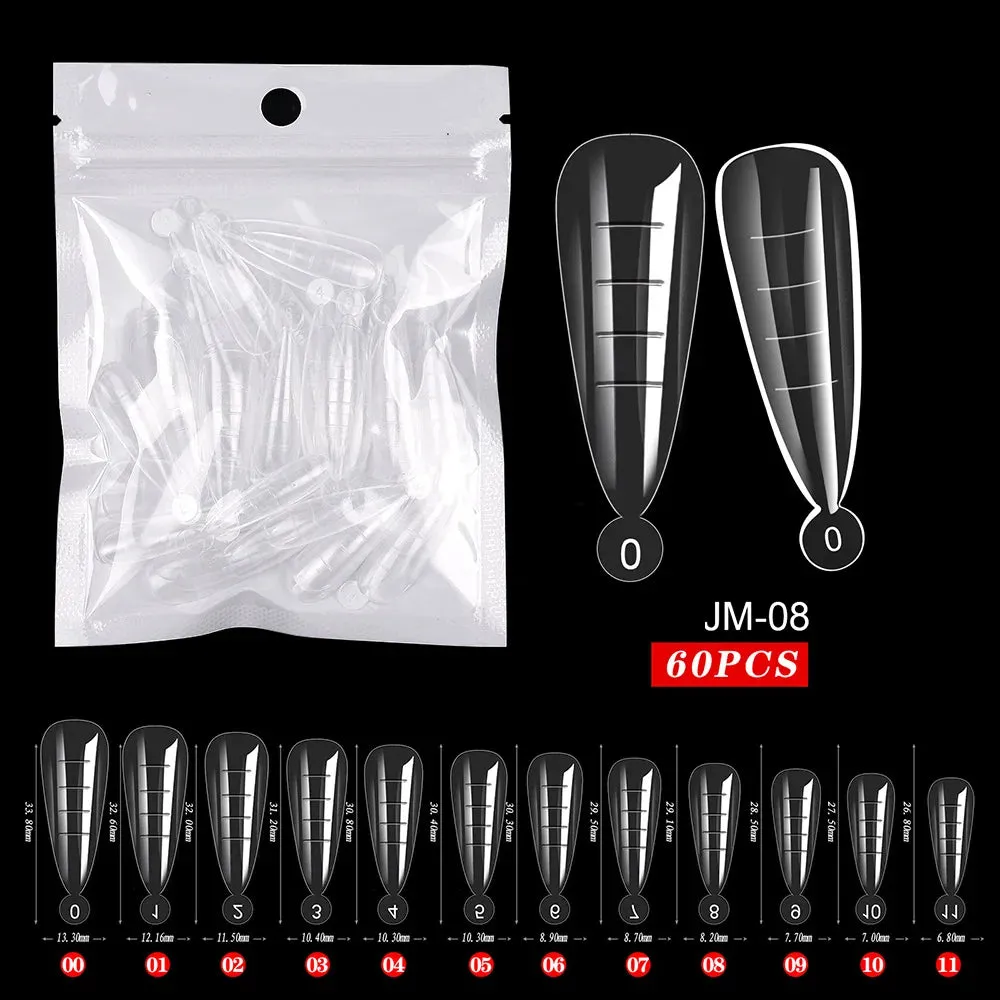 BodiModi AgeDefy™️ Poly Extension Gel Nails - Clear Ballerina Tips for Mature Hands (60pcs)