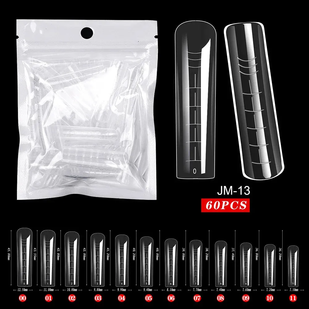 BodiModi AgeDefy™️ Poly Extension Gel Nails - Clear Ballerina Tips for Mature Hands (60pcs)