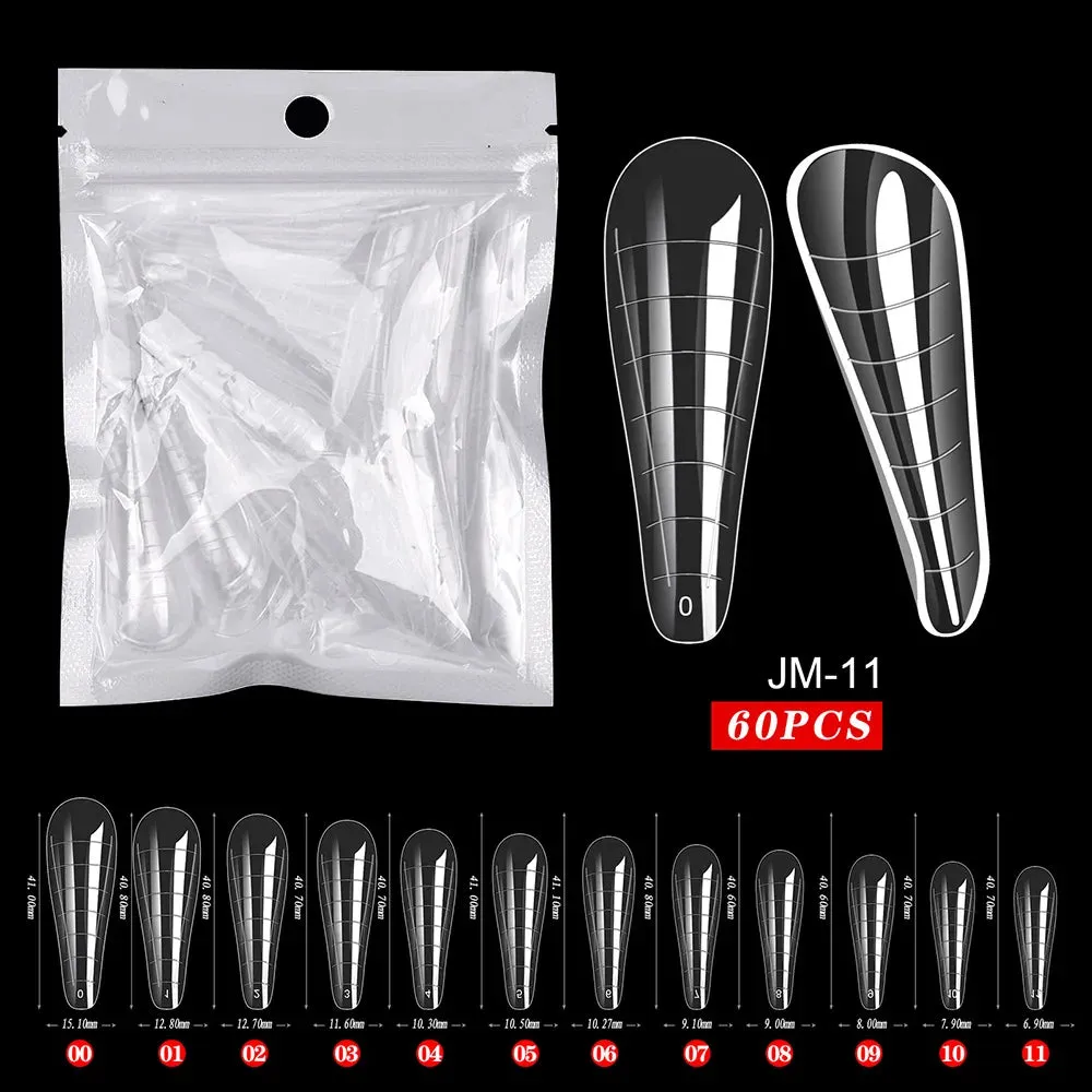 BodiModi AgeDefy™️ Poly Extension Gel Nails - Clear Ballerina Tips for Mature Hands (60pcs)