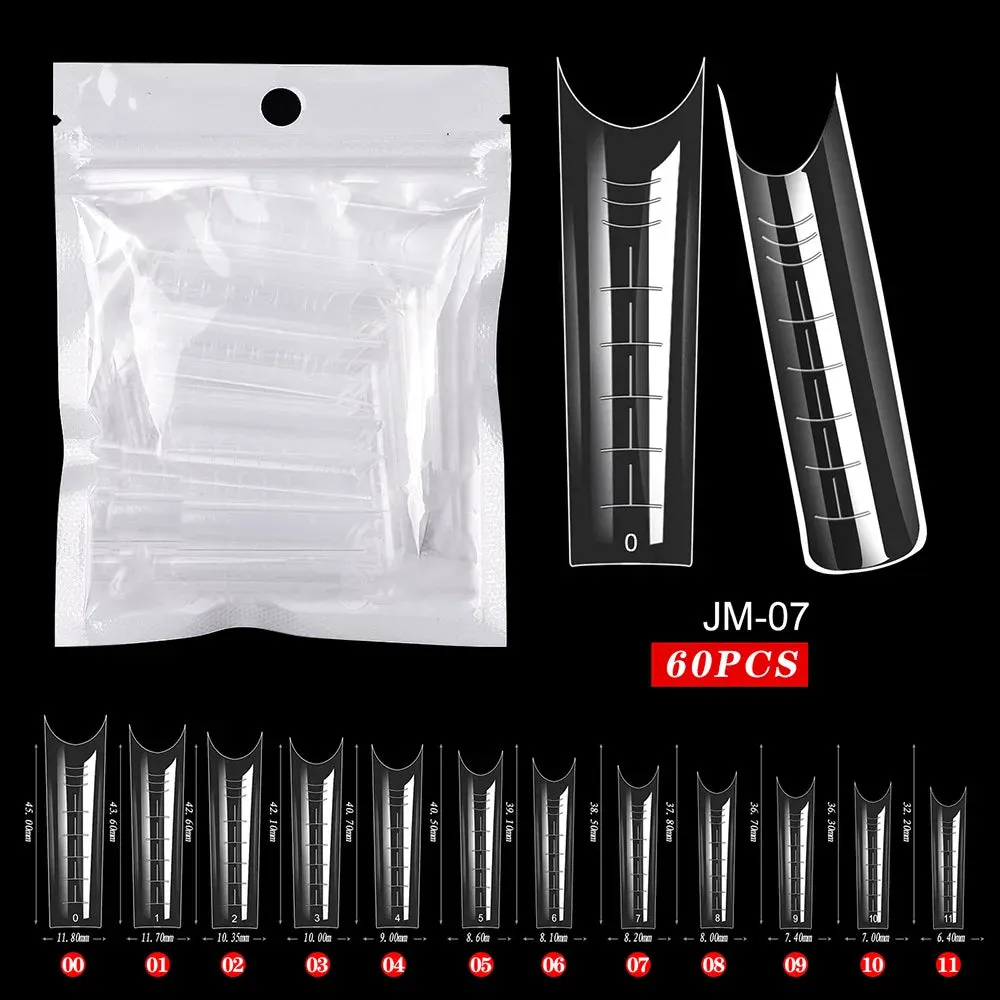 BodiModi AgeDefy™️ Poly Extension Gel Nails - Clear Ballerina Tips for Mature Hands (60pcs)