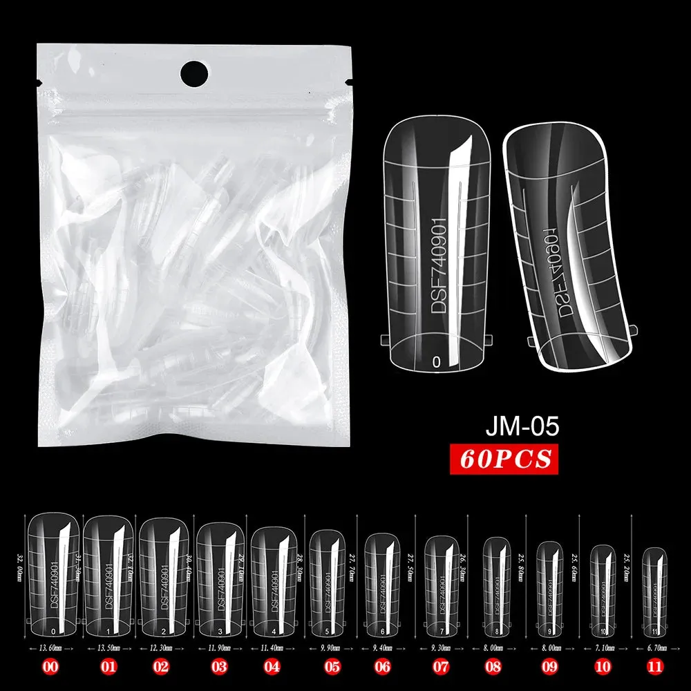BodiModi AgeDefy™️ Poly Extension Gel Nails - Clear Ballerina Tips for Mature Hands (60pcs)