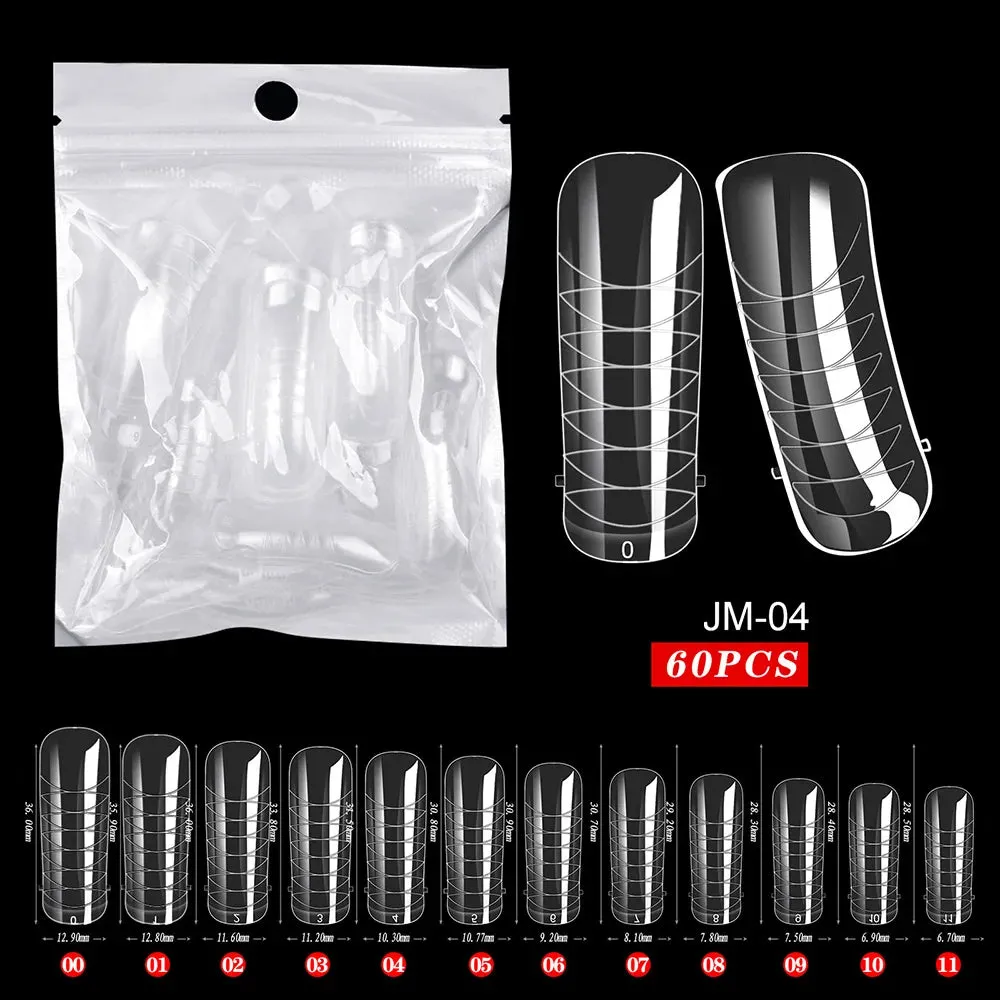 BodiModi AgeDefy™️ Poly Extension Gel Nails - Clear Ballerina Tips for Mature Hands (60pcs)