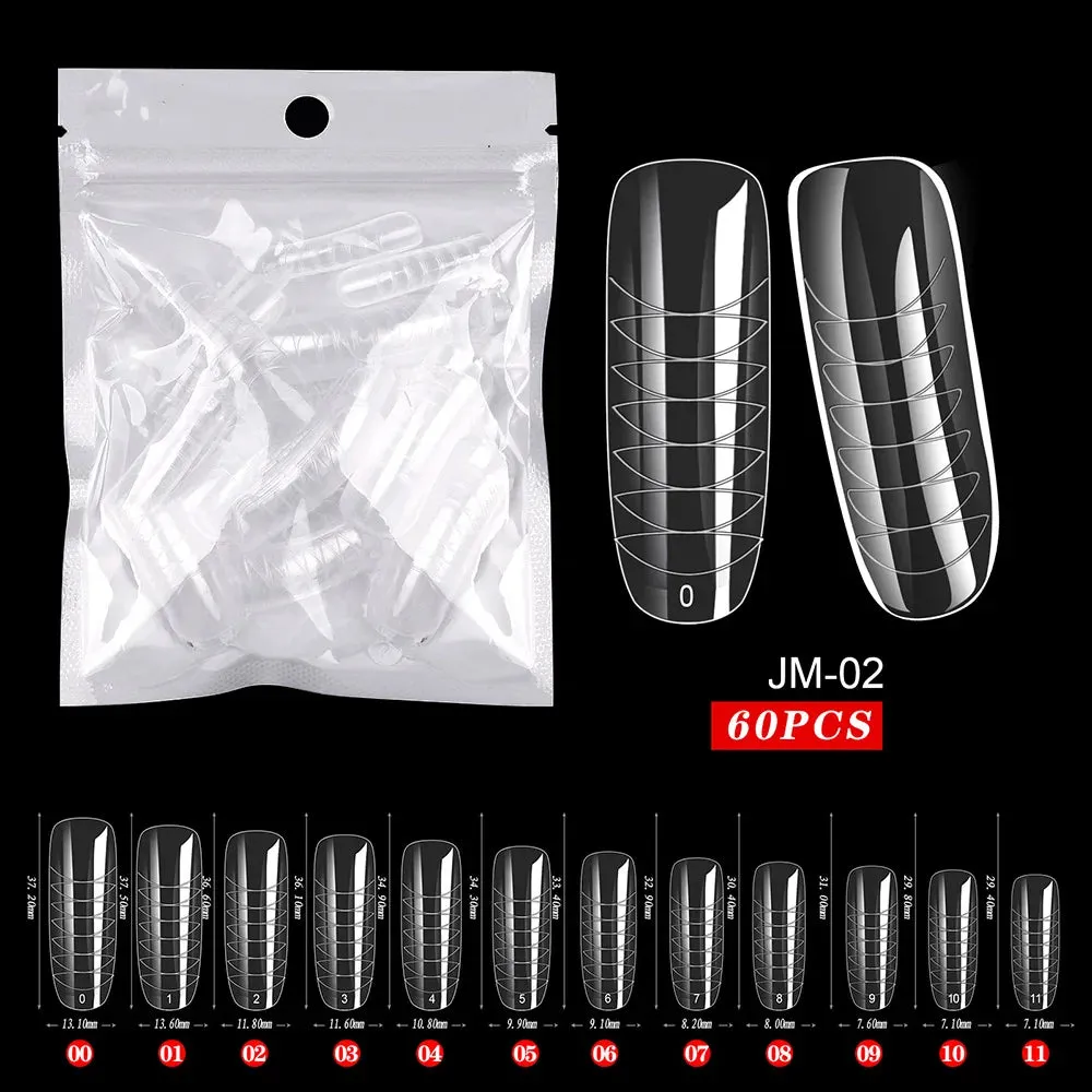 BodiModi AgeDefy™️ Poly Extension Gel Nails - Clear Ballerina Tips for Mature Hands (60pcs)