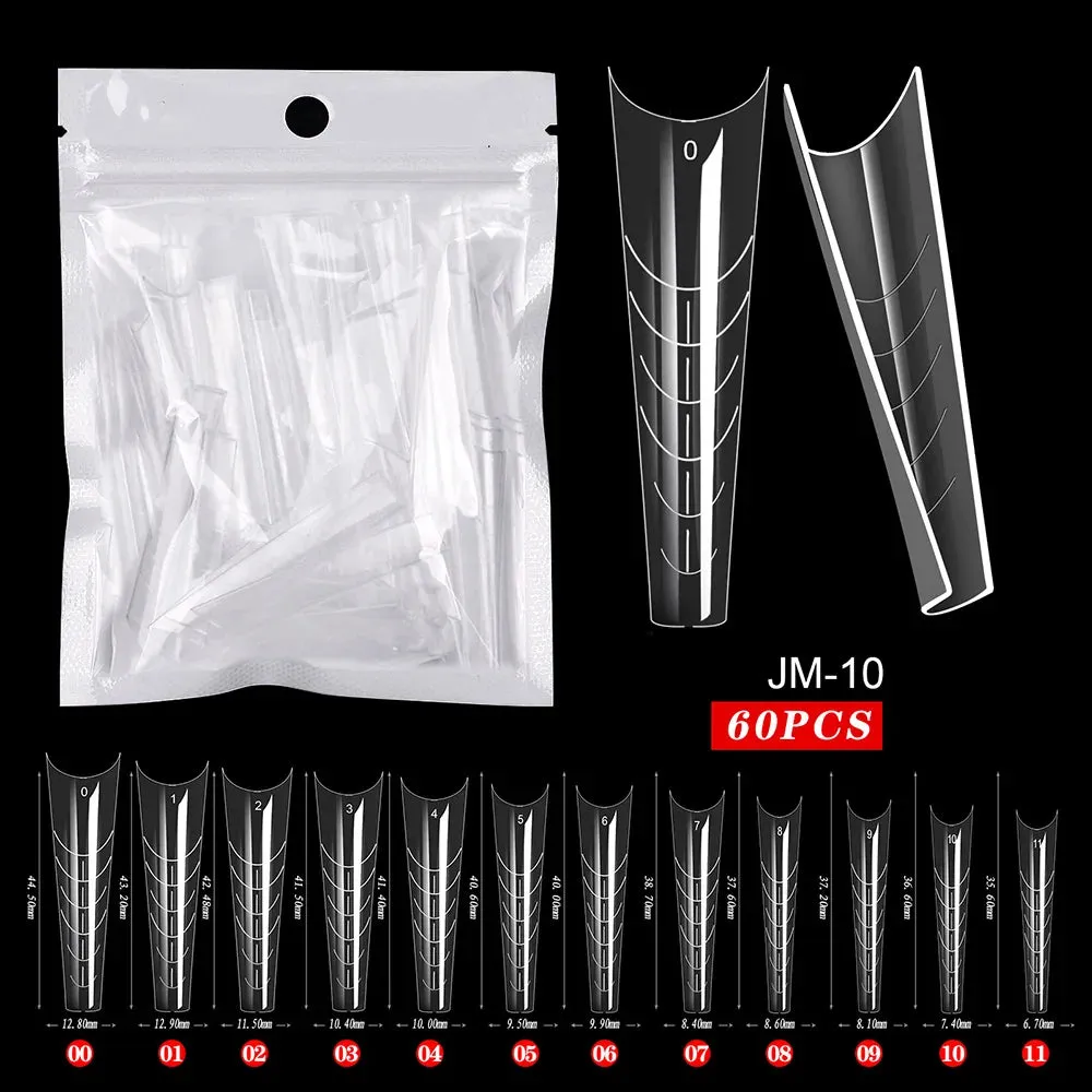 BodiModi AgeDefy™️ Poly Extension Gel Nails - Clear Ballerina Tips for Mature Hands (60pcs)