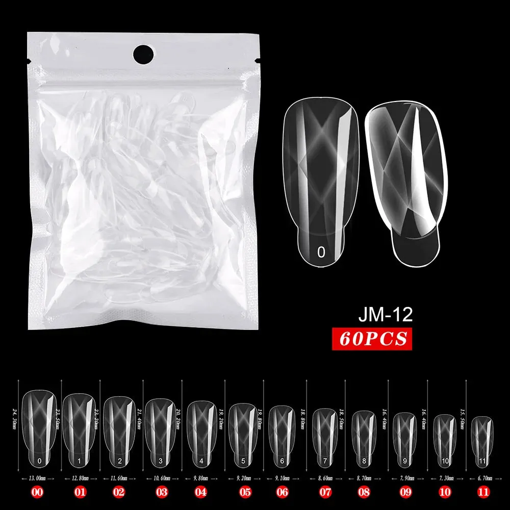 BodiModi AgeDefy™️ Poly Extension Gel Nails - Clear Ballerina Tips for Mature Hands (60pcs)