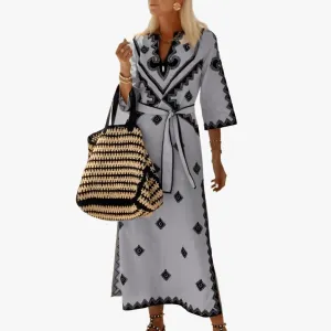 Bohemian Long Dress with Geometric Patterns
