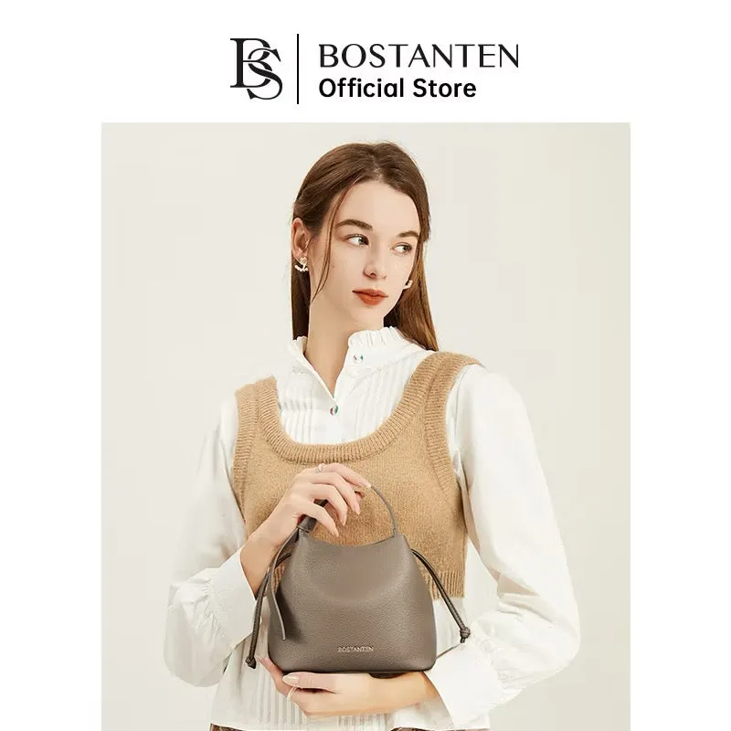 Bostanten Strawstring Bucket Bag in Camel