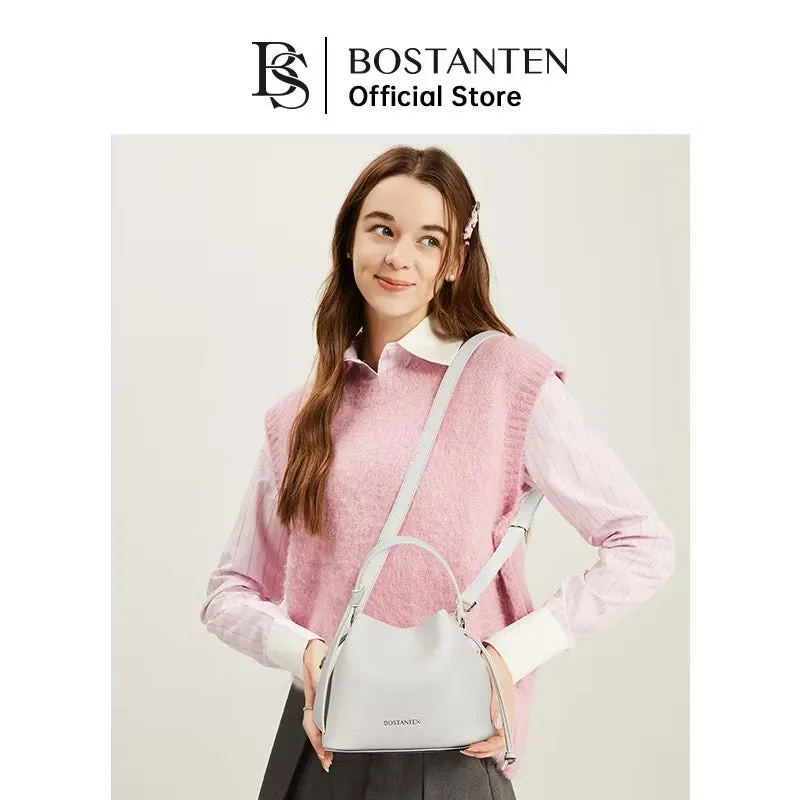 Bostanten Strawstring Bucket Bag in Off White