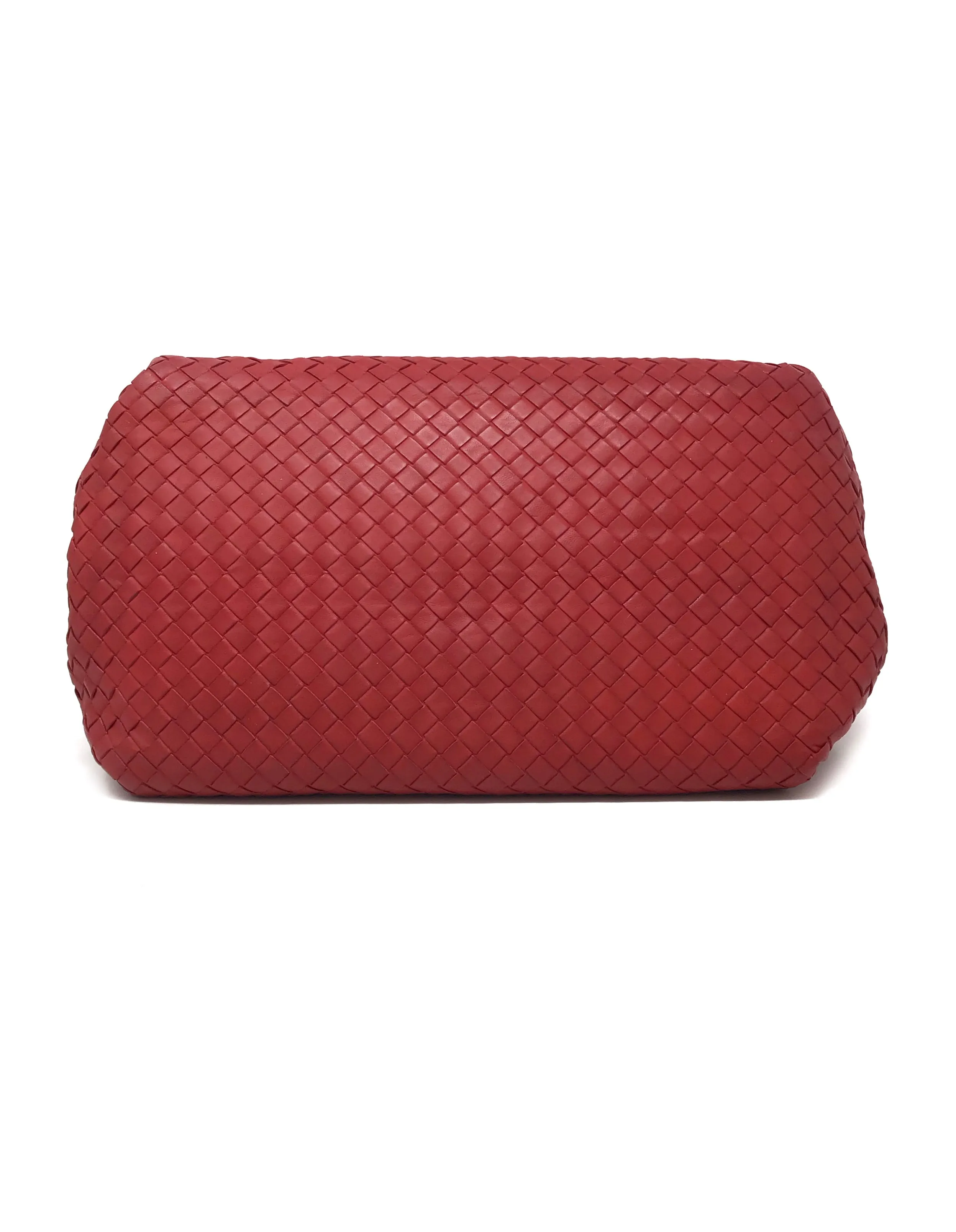 Bottega Veneta Red 'Parachute' Leather Intrecciato Double Handle Tote