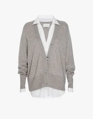 Brochu Walker Callie Layered Looker Cardigan in Camel Melange & White