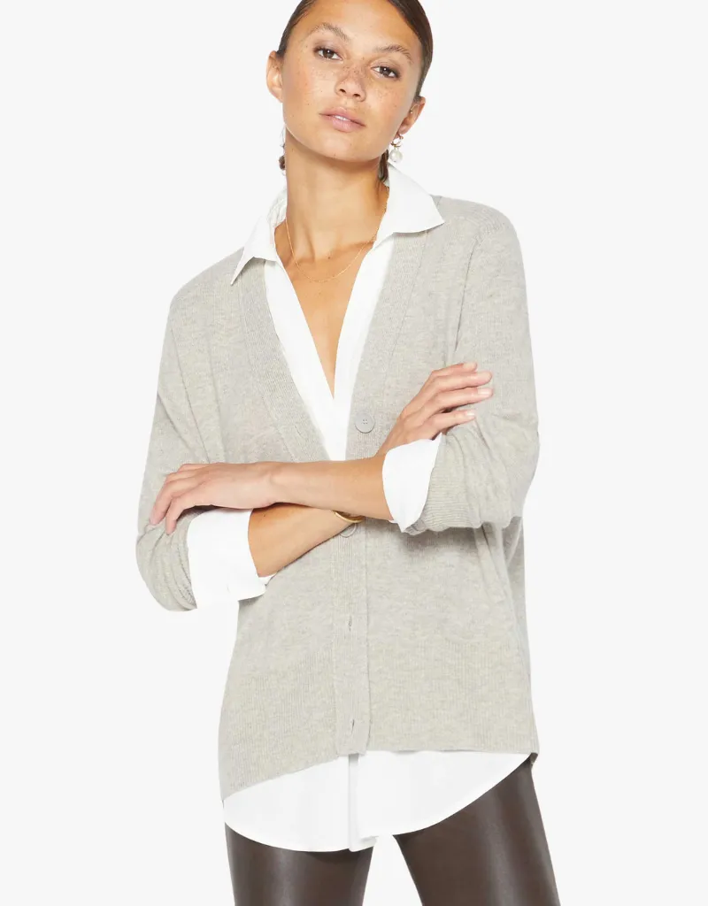 Brochu Walker Callie Layered Looker Cardigan in Camel Melange & White