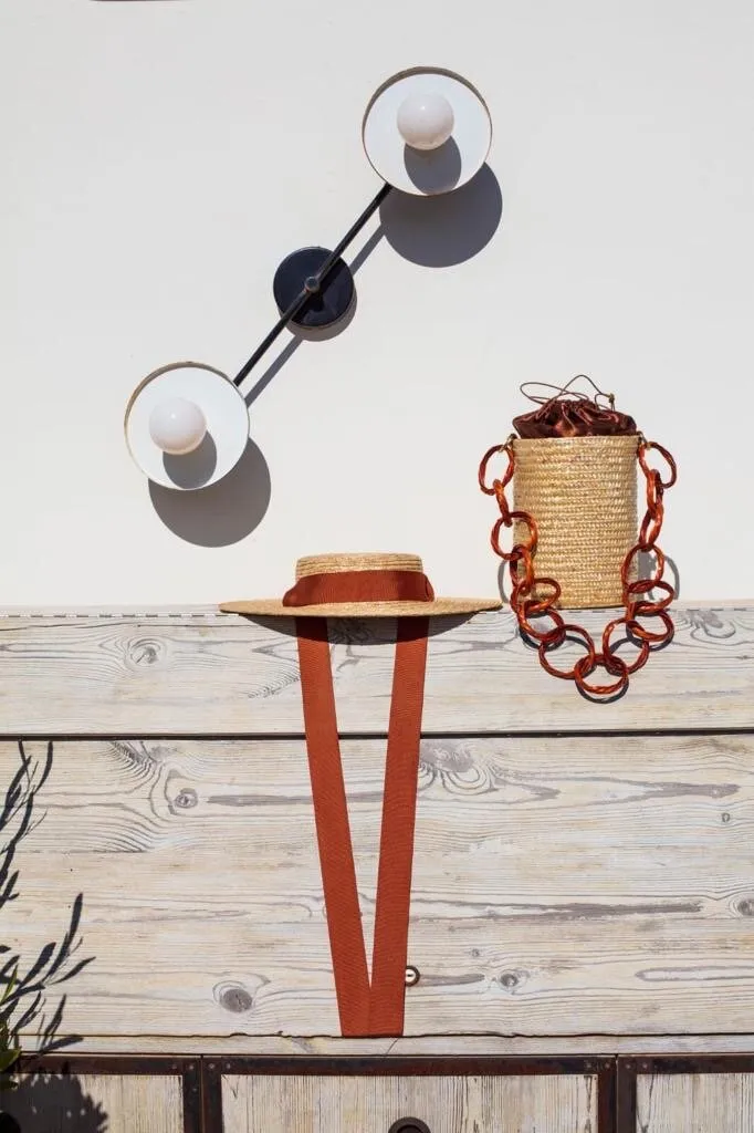 Brown Coffee Raffia Bucket Bag