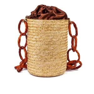 Brown Coffee Raffia Bucket Bag