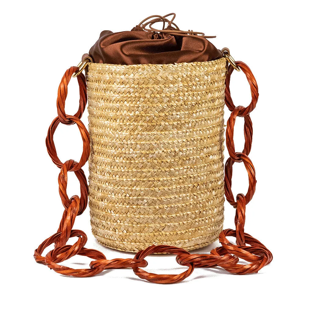 Brown Coffee Raffia Bucket Bag