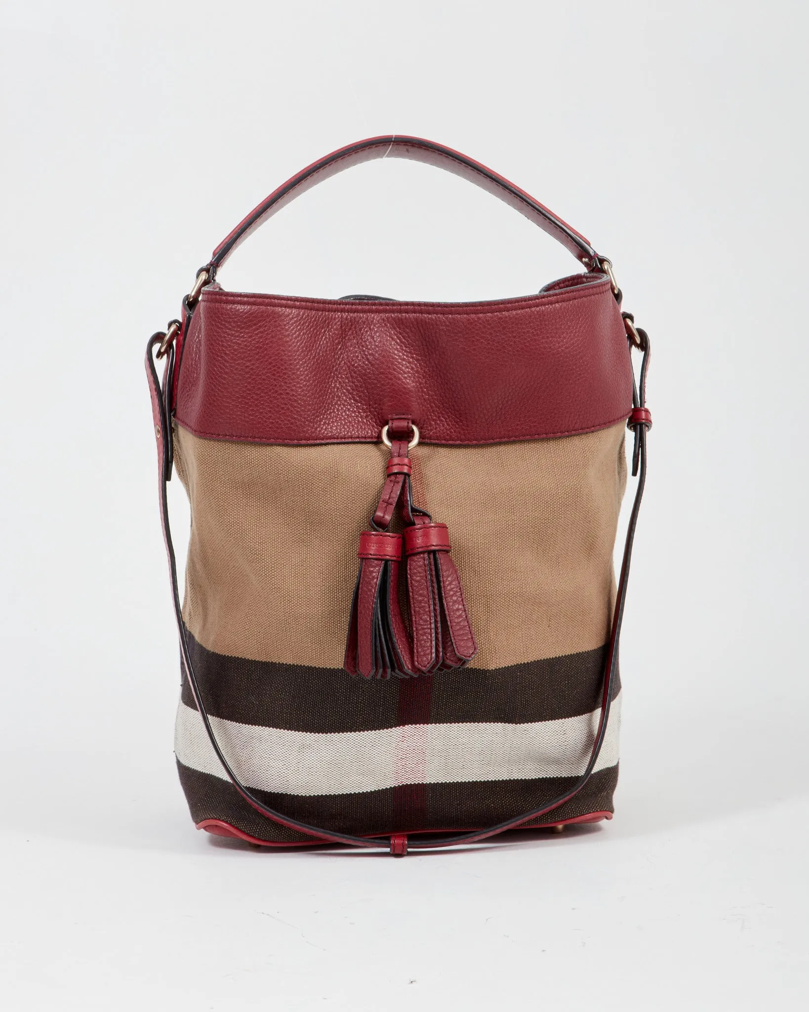 Burberry Burgundy Ashby Bucket Bag