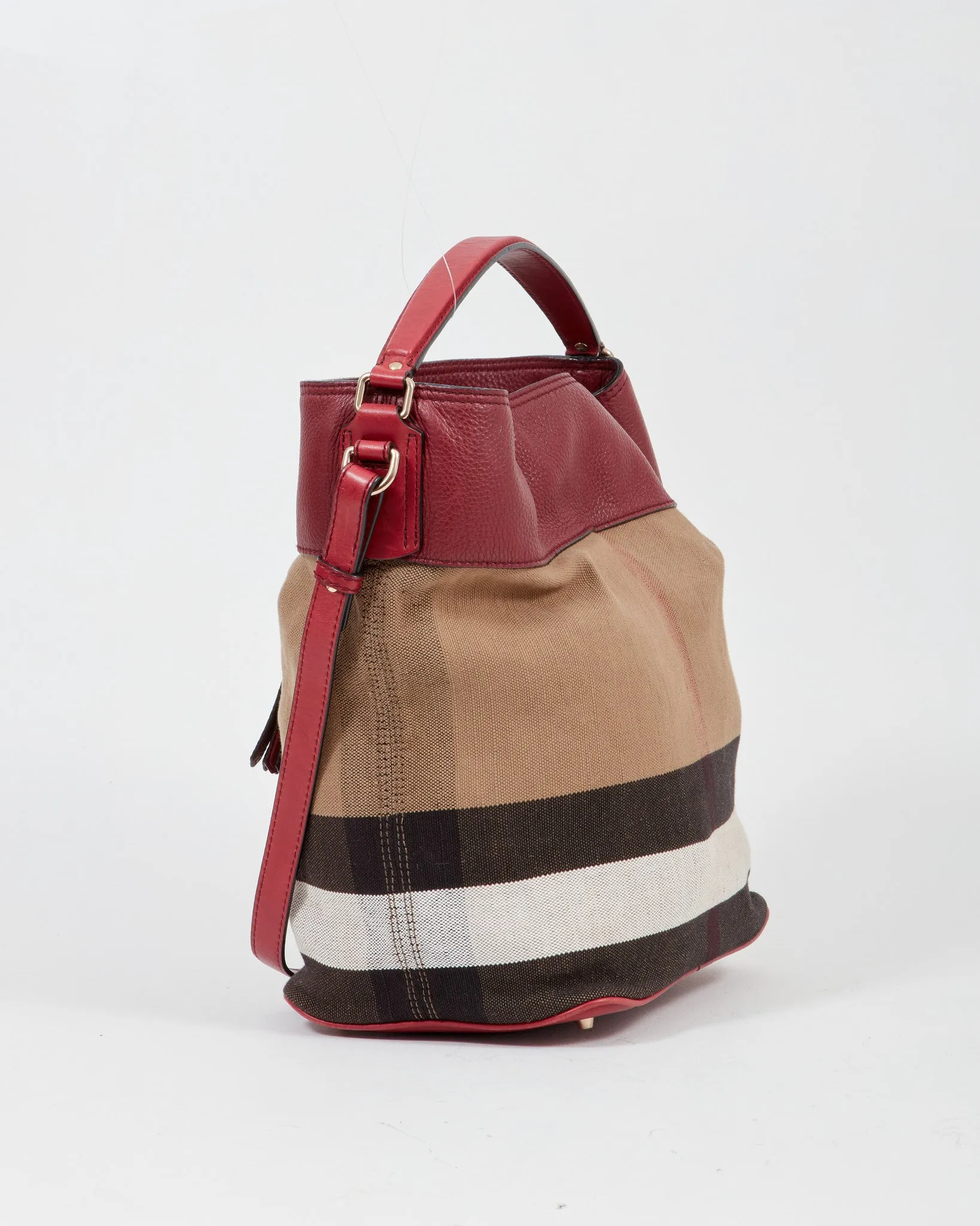Burberry Burgundy Ashby Bucket Bag