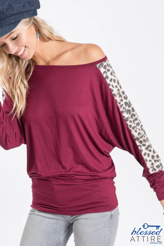 Burgundy and Leopard Print Top