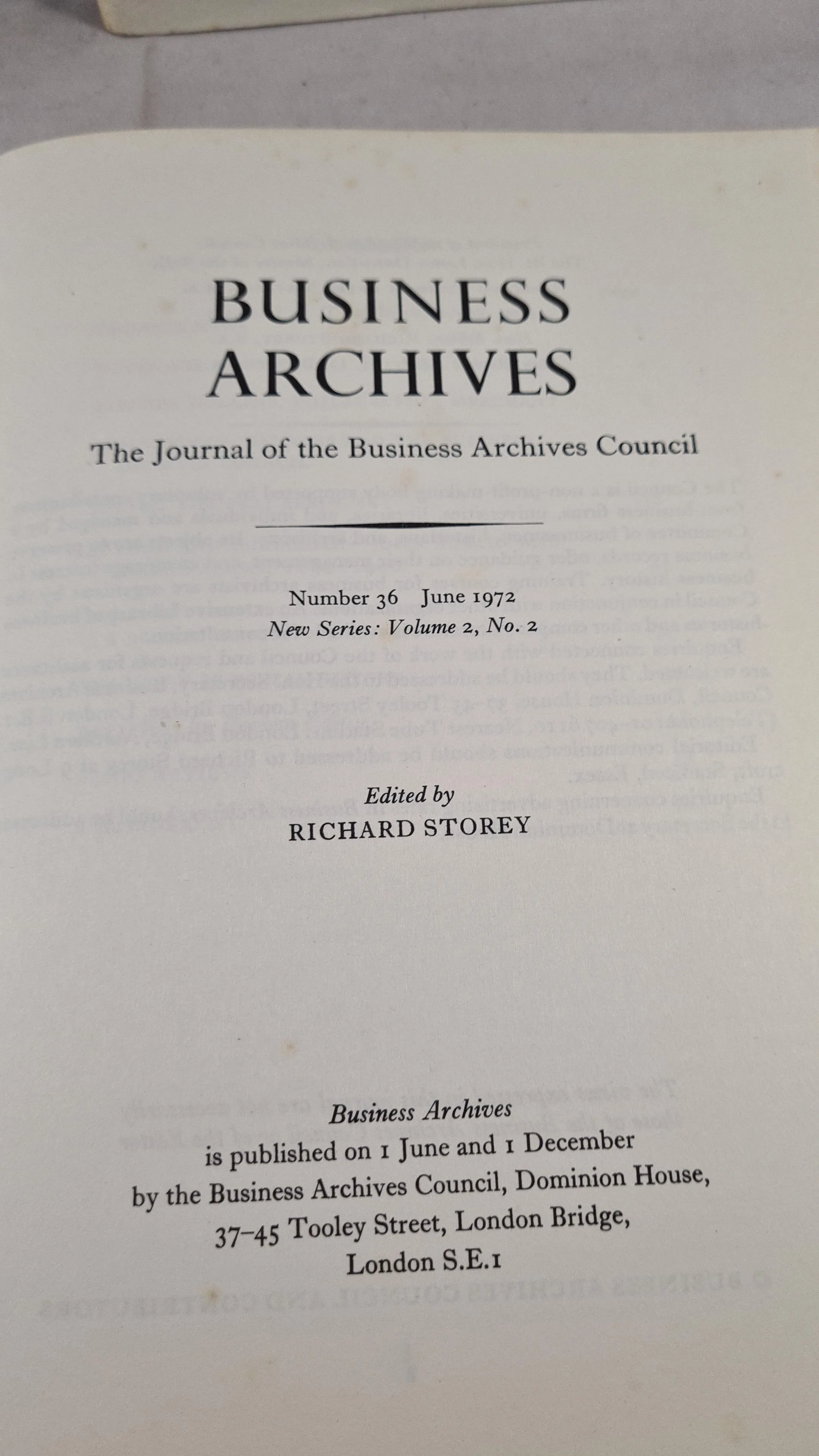 Business Archives Number 36 & 37 1972, - Number 40 1974 & Number 41 1976