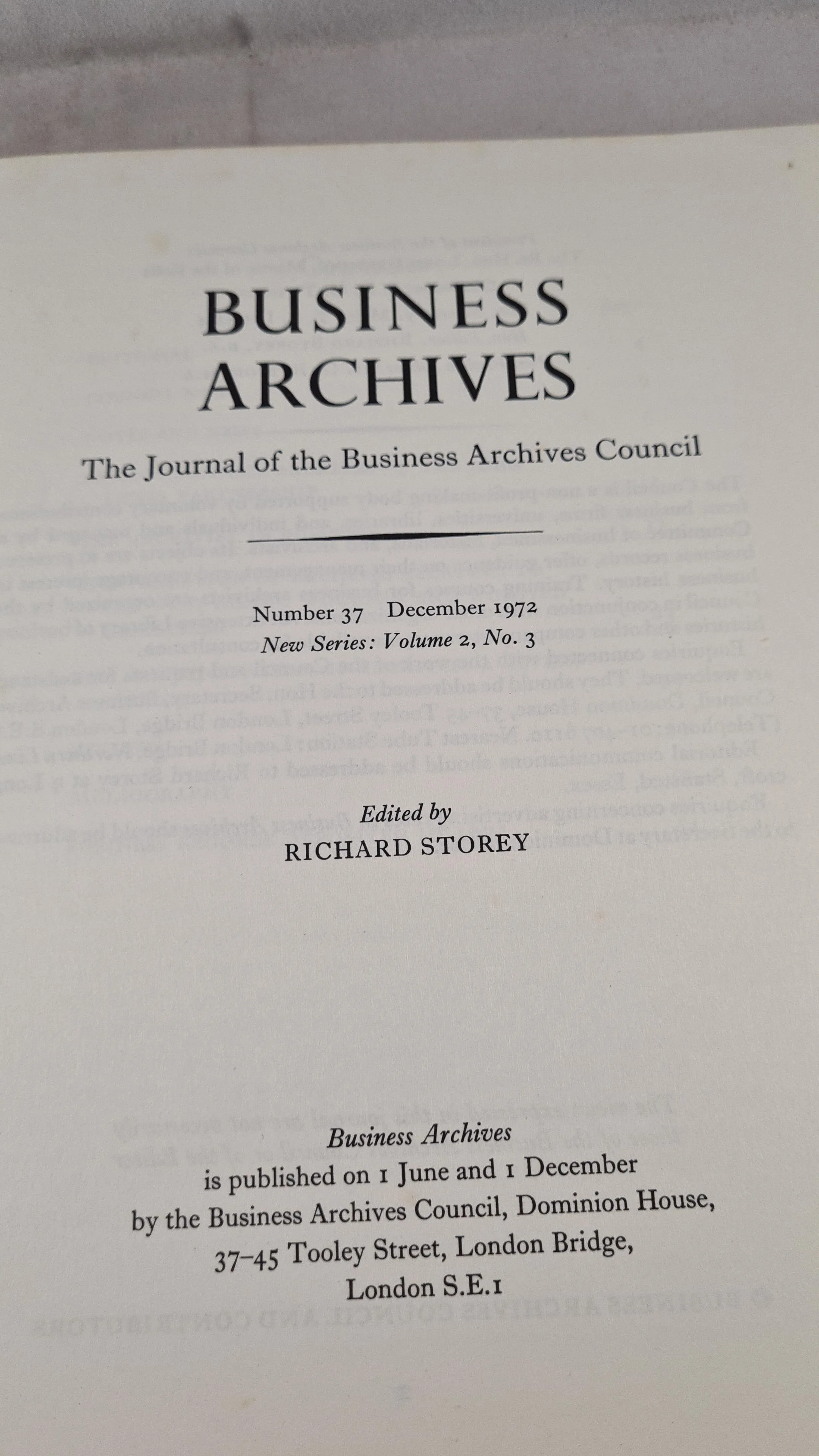 Business Archives Number 36 & 37 1972, - Number 40 1974 & Number 41 1976