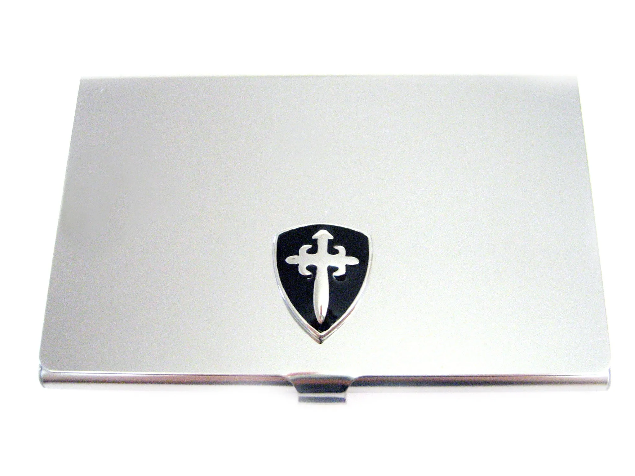 Business Card Holder with Black Shield Pendant