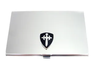 Business Card Holder with Black Shield Pendant