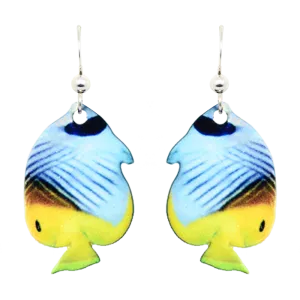 Butterfly Angelfish Earrings, sterling silver French Hooks, Item# 1506
