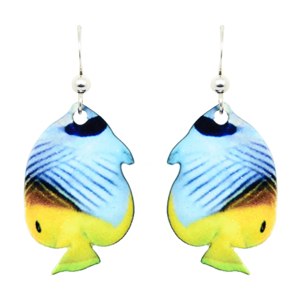 Butterfly Angelfish Earrings, sterling silver French Hooks, Item# 1506