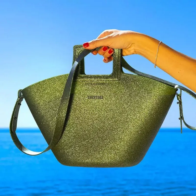 CACATOES Glitter Marisco Bag in Dark Khaki