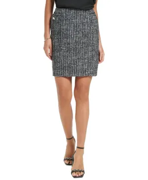 Calvin Klein Women's Tweed Lined Miniskirt M2JNR343 Black / Whte 2