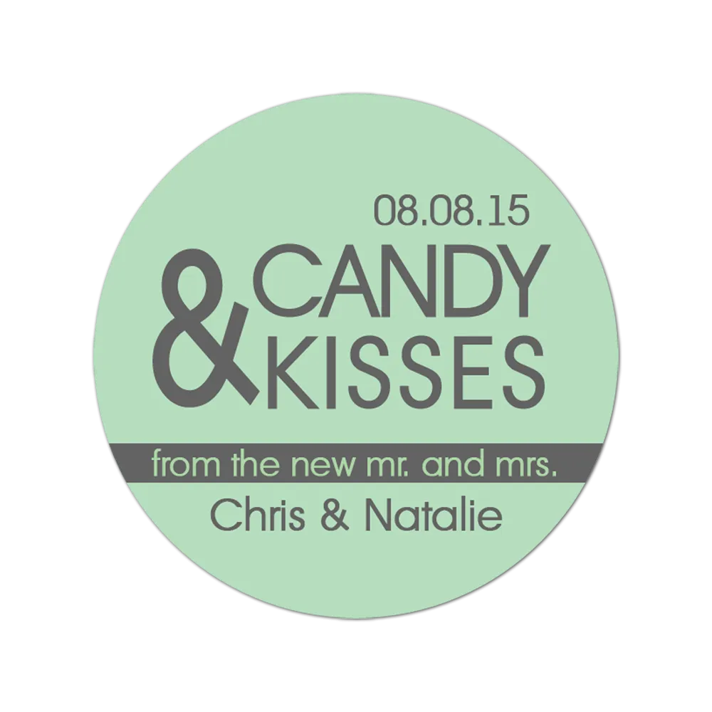 Candy and Kisses Personalized Wedding Favor Sticker