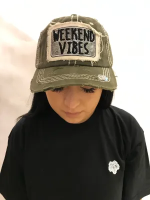 CAPS WEEKEND VIBES DISTRESSED DENIM