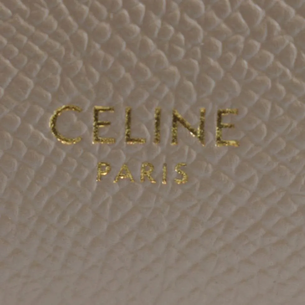 CELINE Mini Belt Grained Leather 2Way Shoulder Bag Taupe