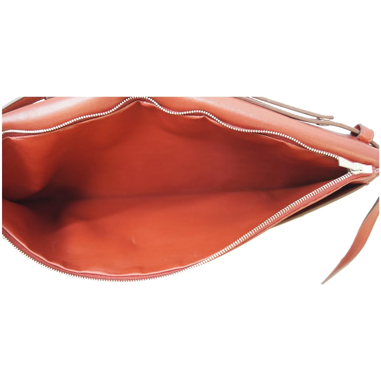 CELINE Oval Flap Leather Strap Clutch Shoulder Bag Red