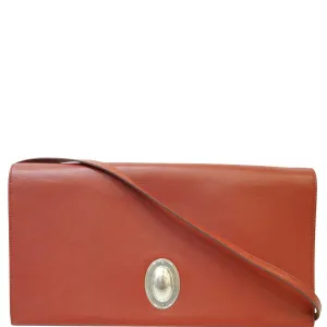 CELINE Oval Flap Leather Strap Clutch Shoulder Bag Red
