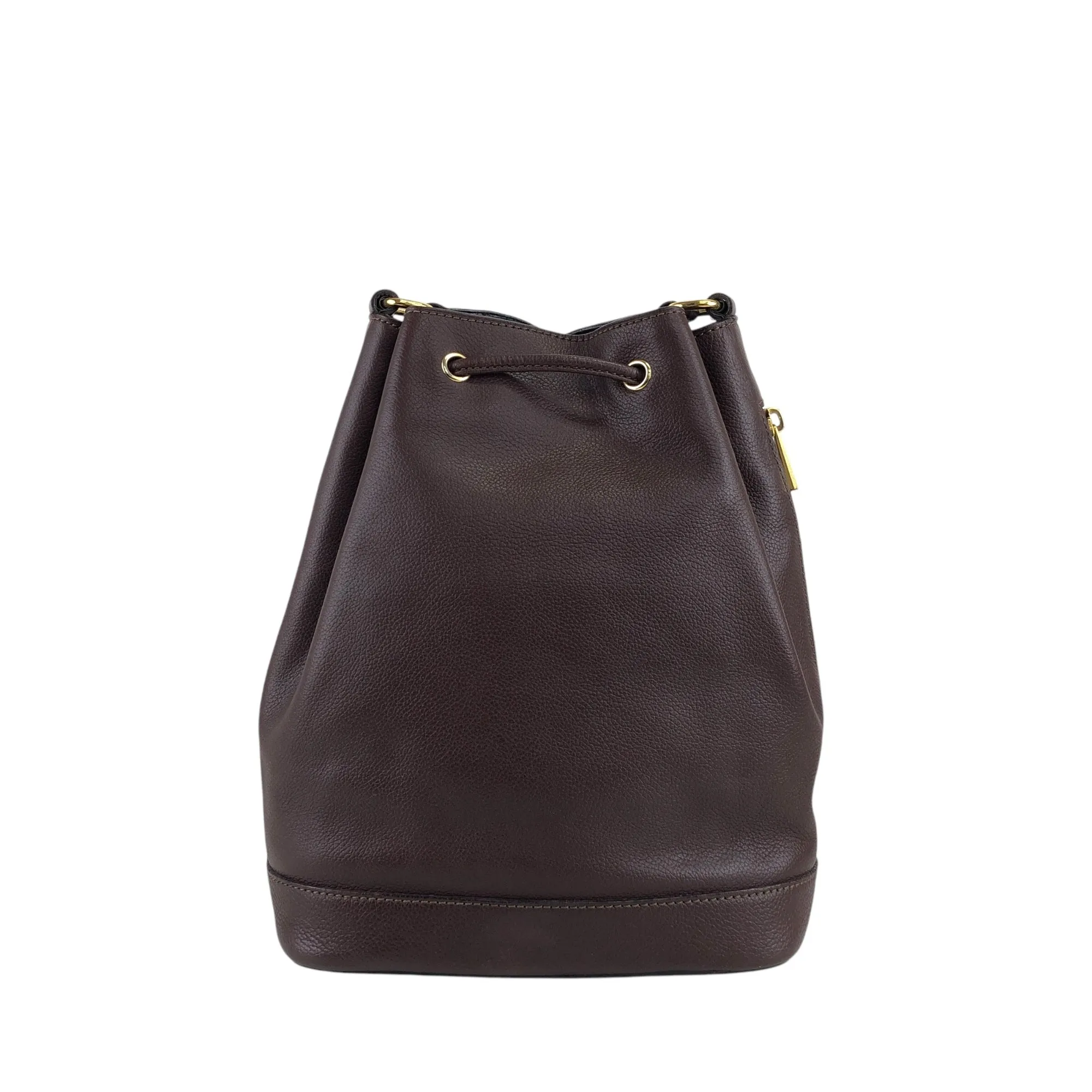 CELINE Toggle Clasp Drawstring Shoulder bag Brown Vintage 4cufh5