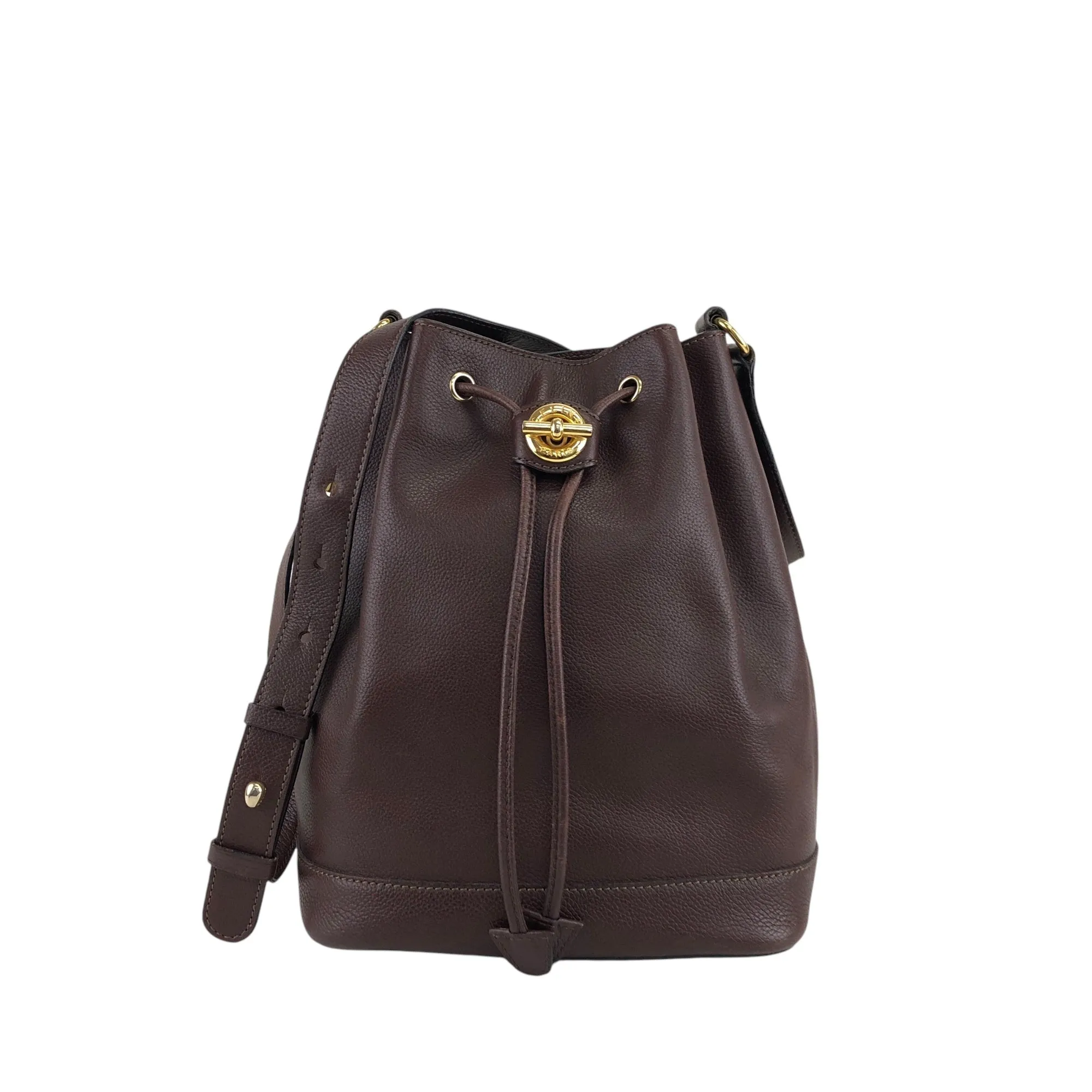 CELINE Toggle Clasp Drawstring Shoulder bag Brown Vintage 4cufh5