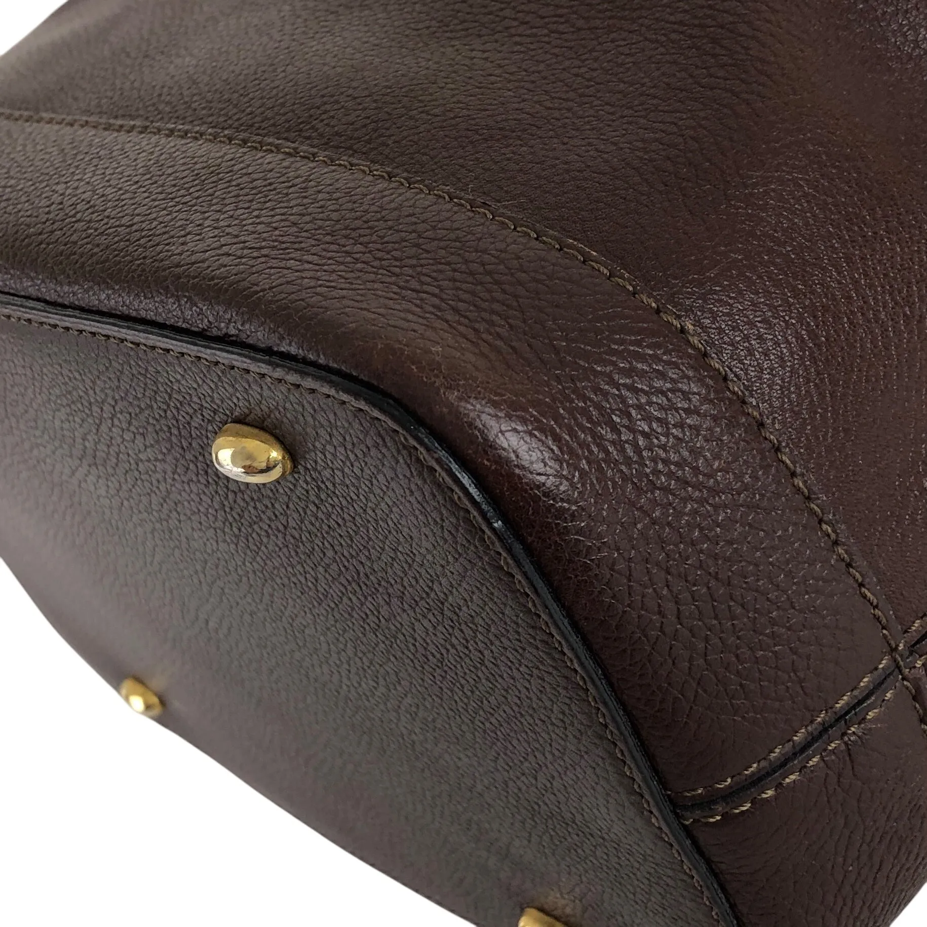 CELINE Toggle Clasp Drawstring Shoulder bag Brown Vintage 4cufh5