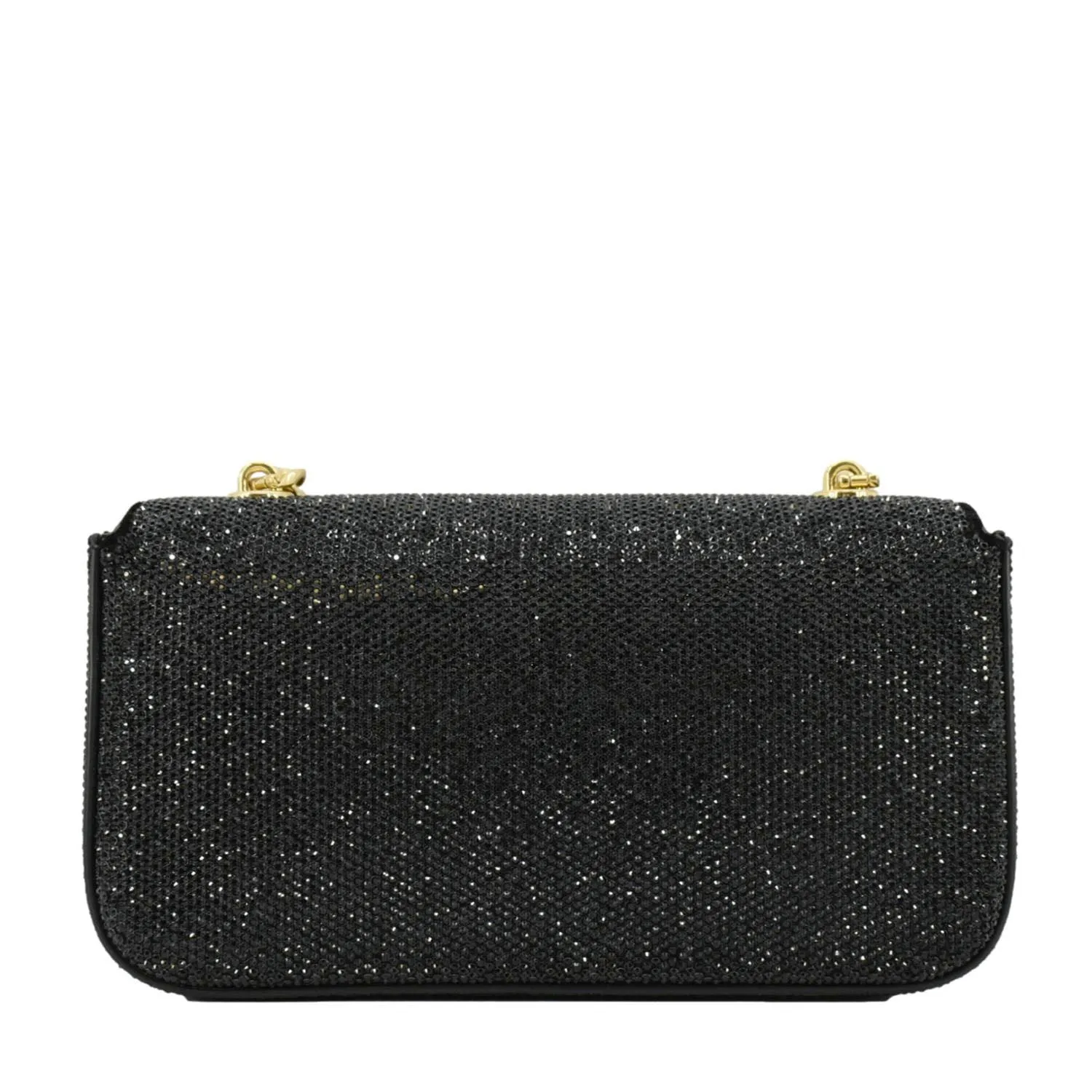 CELINE  Triomphe Claude Suede Strass Shoulder Bag Black