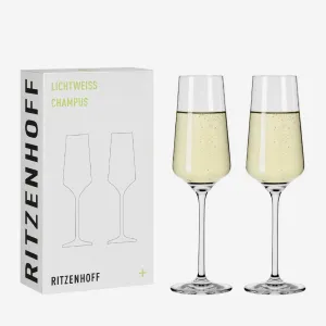 Champagne Light White Glass Set Of 2 - Niggemeier