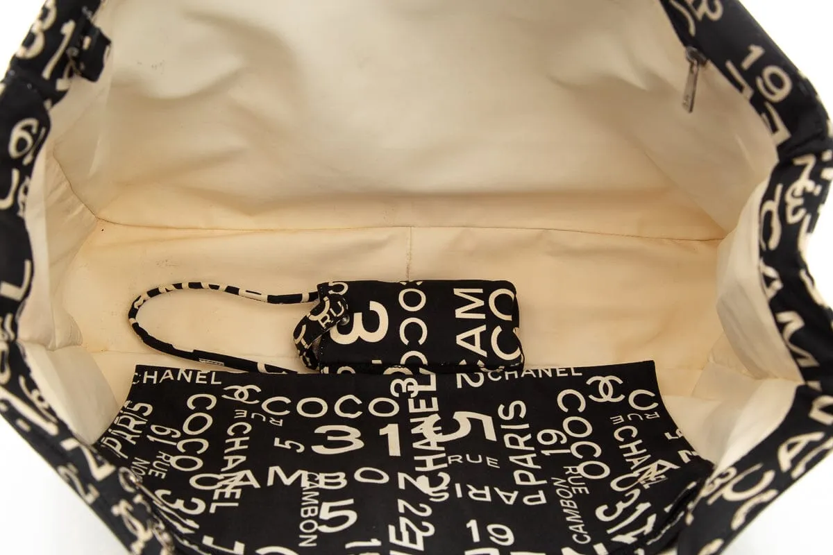 Chanel Black & White Rue Cambon Canvas Beach Tote