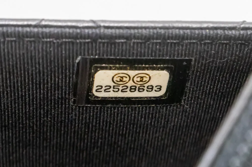 CHANEL Black Classic Wallet On Chain WOC Shoulder Bag Lambskin SV m93