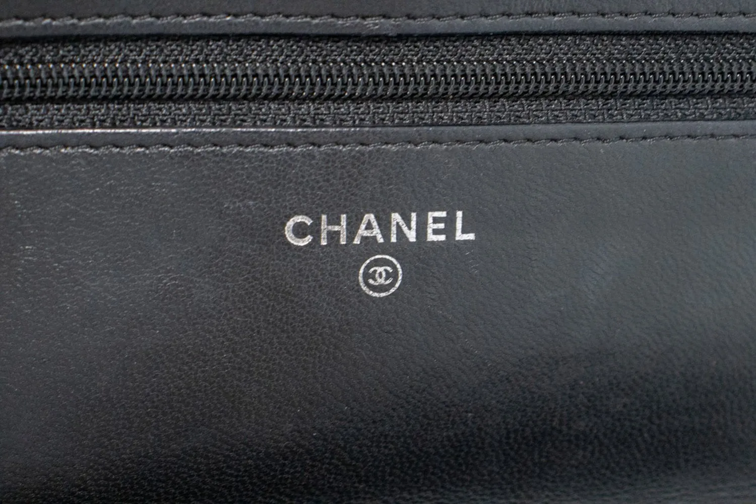 CHANEL Black Classic Wallet On Chain WOC Shoulder Bag Lambskin SV m93