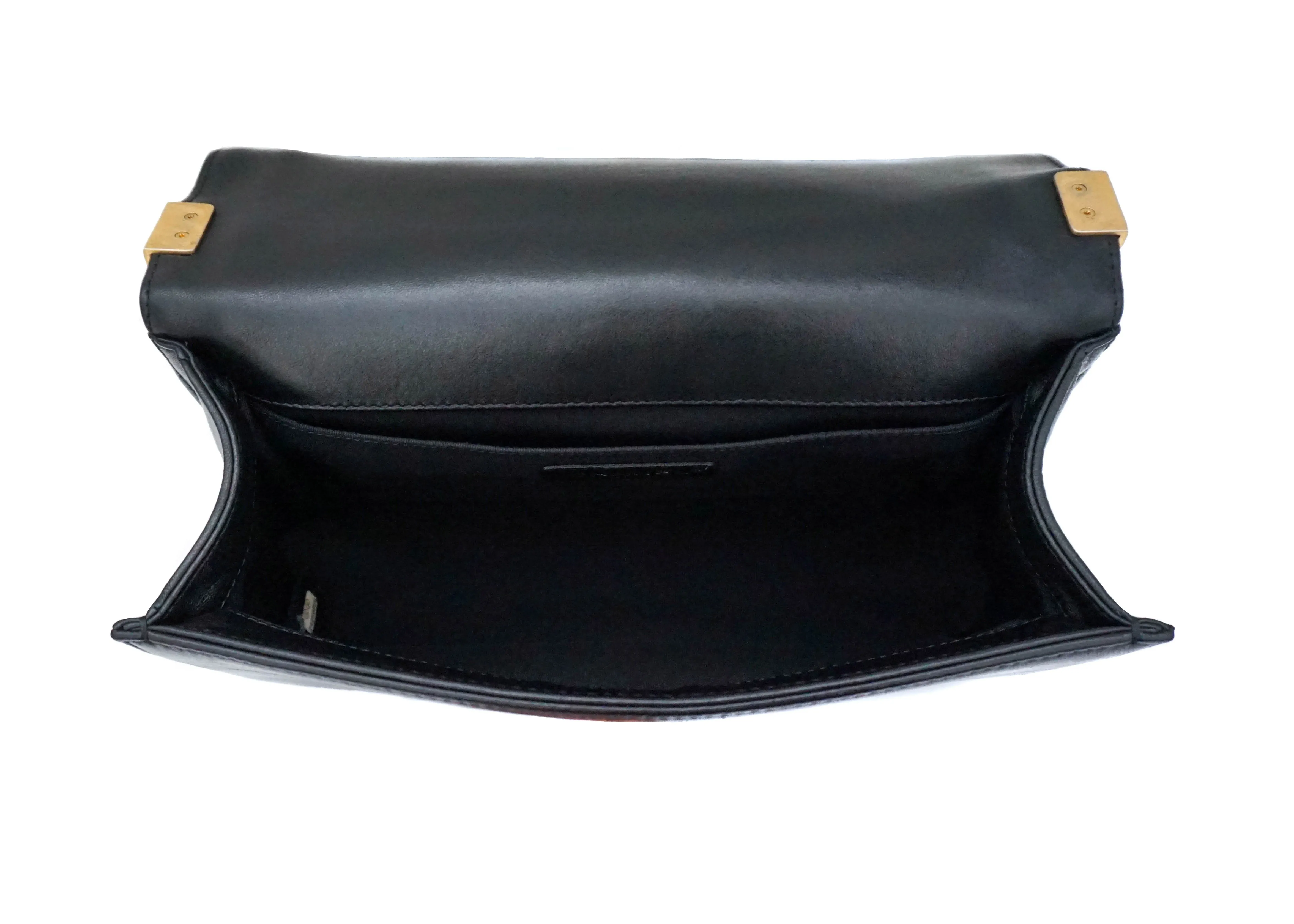 Chanel Black Lambskin Old Medium Boy Bag