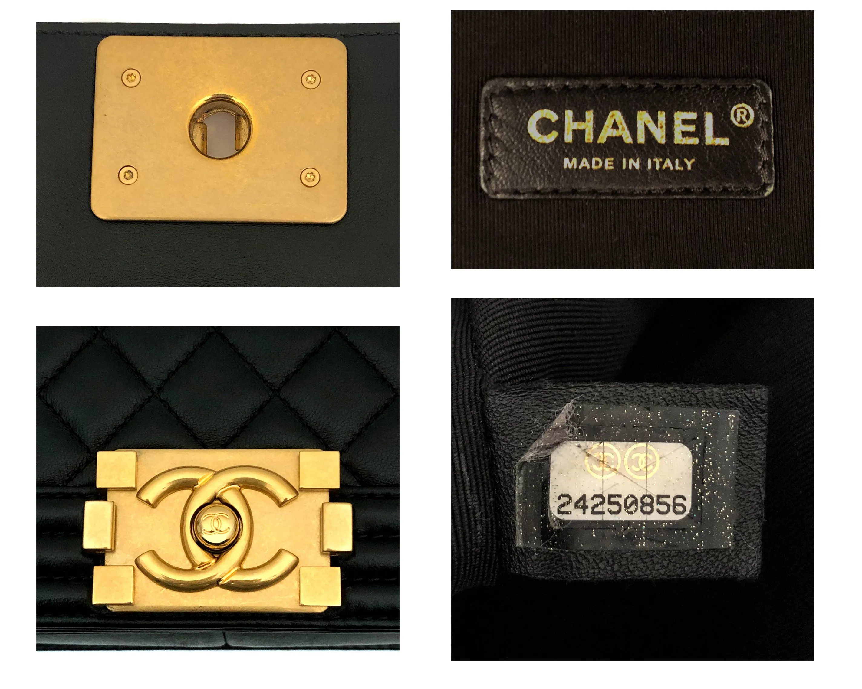 Chanel Black Lambskin Old Medium Boy Bag