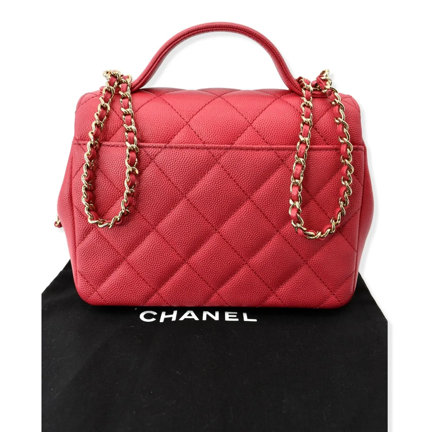 CHANEL Business Affinity Small Caviar Quilted Shoulder Bag Red