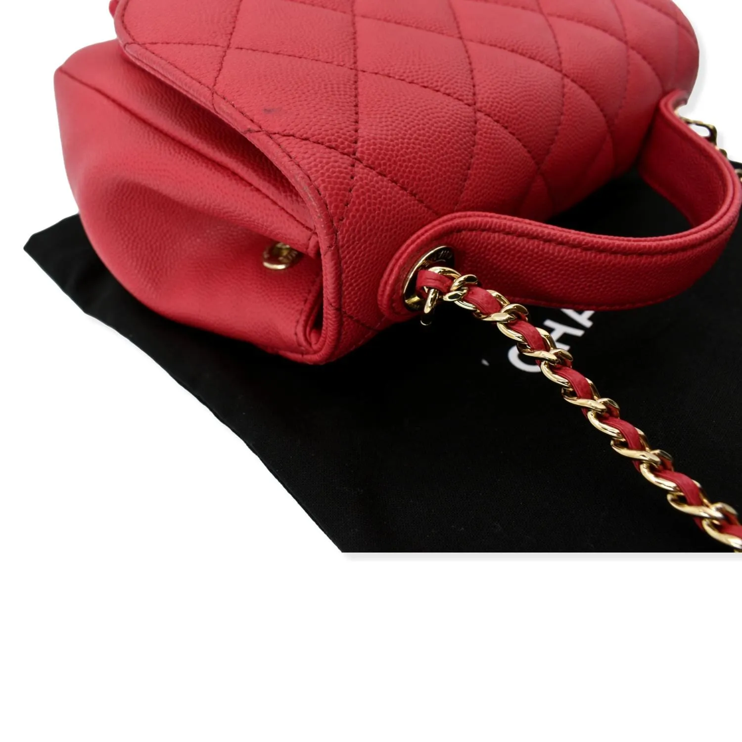 CHANEL Business Affinity Small Caviar Quilted Shoulder Bag Red