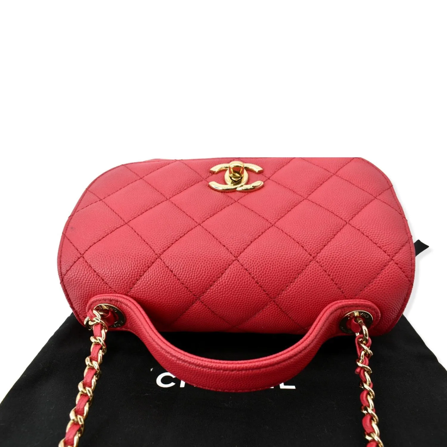 CHANEL Business Affinity Small Caviar Quilted Shoulder Bag Red